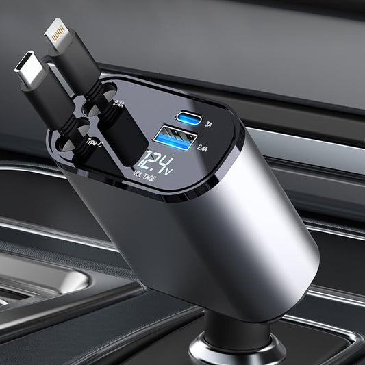 4 In 1 Retractable Car Charger - RAS online hub