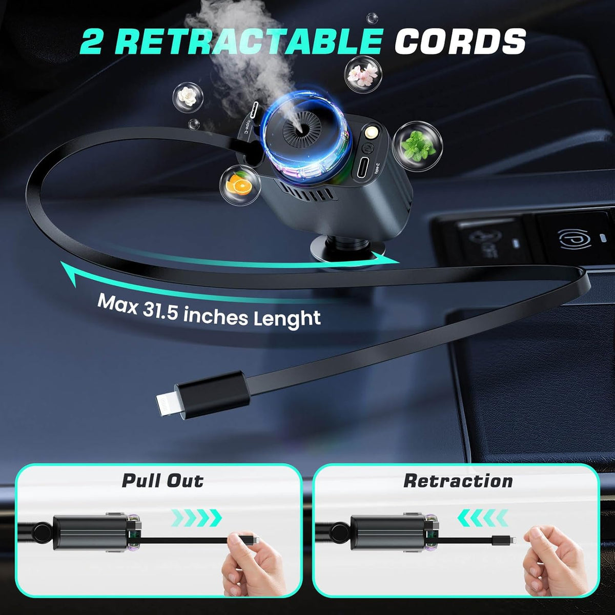 5 - in - 1 Retractable USB C Car Charger - RAS online hub